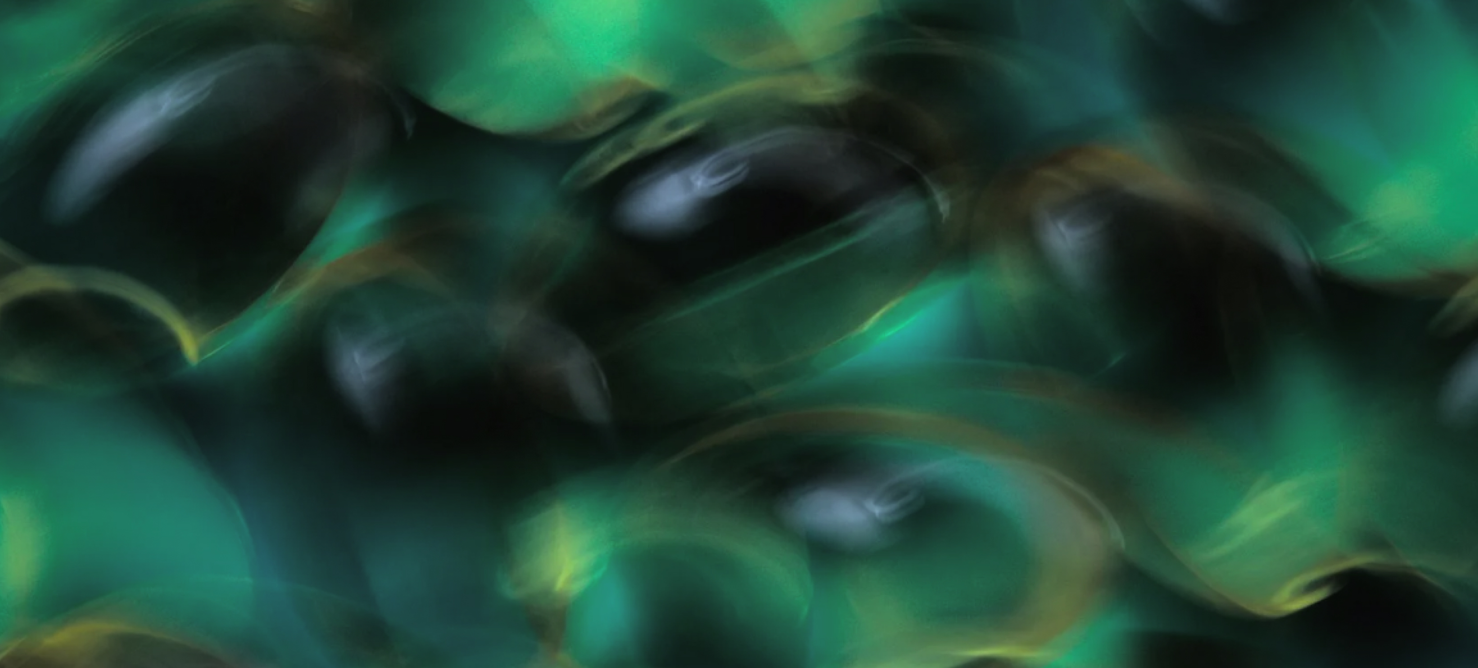 Abstract green forms moving like cells under magnification